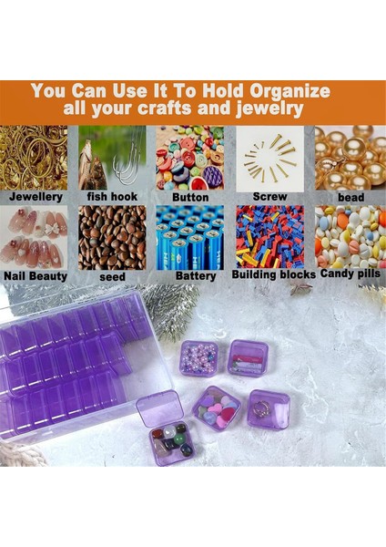 Morlu Kapaklı Mor Mini Alet Kutusu 30 Bölme Küçük Ürünler El Sanatları Saklama Kutusu Mücevher Küçük Parça Saklama Kutusu (Yurt Dışından) indirimleri