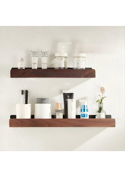 Siyah Ceviz Ahşap Banyo Depolama Rafı Duvar Monte Işık Lüks Oturma Odası Deliksiz Banyo Depolama Rafı 40CM (Yurt Dışından) fırsatları