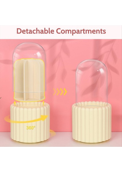 Makyaj Fırçası Organizatörü 360 Derece Dönebilir Yuvarlak Dönen Makyaj Fırçası Tutucu Kapak Fırçası Depolama Kutusu Kapları A (Yurt Dışından) modelleri