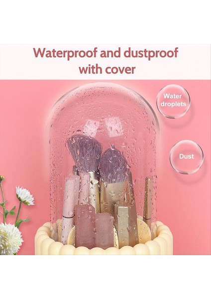 Makyaj Fırçası Organizatörü 360 Derece Dönebilir Yuvarlak Dönen Makyaj Fırçası Tutucu Kapak Fırçası Depolama Kutusu Kapları A (Yurt Dışından) fırsatları