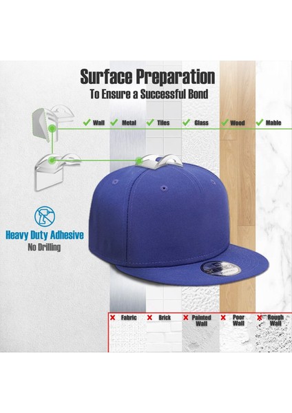Duvar Için Beyzbol Şapka Tutucu Beyzbol Şapkaları Için Yapışkan Şapka Rafları Süper Güçlü Şapka Ekran Kancaları Sondaj-B Yok (Yurt Dışından) fiyatları