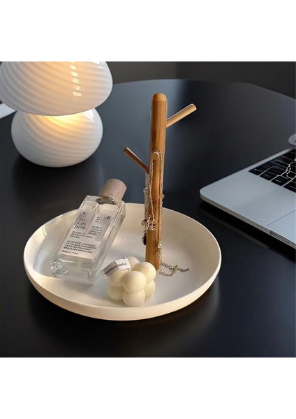 Giriş Yolu Depolama Beyaz Için Zarif Oval Siyah Bambu Anahtar Tutucu ve Dekoratif Tepsisi (Yurt Dışından) fırsatları