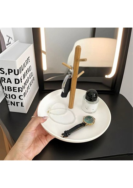 Giriş Yolu Depolama Beyaz Için Zarif Oval Siyah Bambu Anahtar Tutucu ve Dekoratif Tepsisi (Yurt Dışından) indirimleri