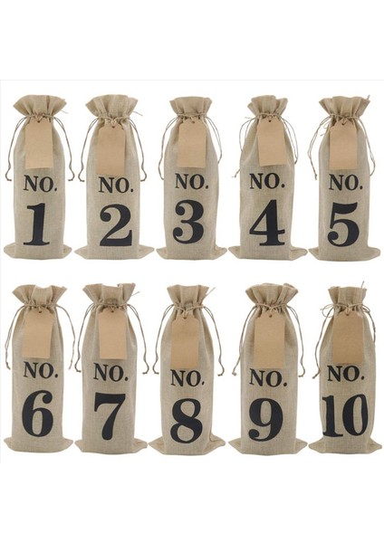 Şarap Tadımı Için Etiketlerle 20PCS Çuval Bezi Şarap Çantaları Noel Için Numaralı Hessian Bez Cam Şişe Çantaları (Yurt Dışından) fiyatları