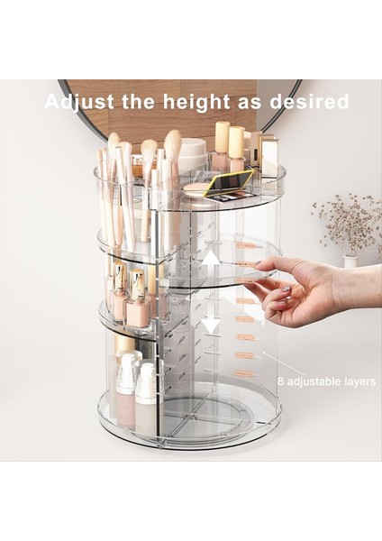 360 Dönen Makyaj Organizatörü Yuva Üstü Dönen Cilt Bakımı Organizatörleri Ayarlanabilir Katmanlı Kozmetik Depolama Rafı (Yurt Dışından) indirimleri
