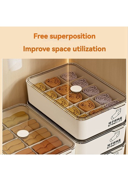 Iç Çamaşırı ve Çorap Için Büyük Kapasiteli Toz Geçirmez Depolama Kutusu Organizatör Saklama Kutusu Kapaklı ve Kafessiz Bir Kutu (Yurt Dışından) fırsatları