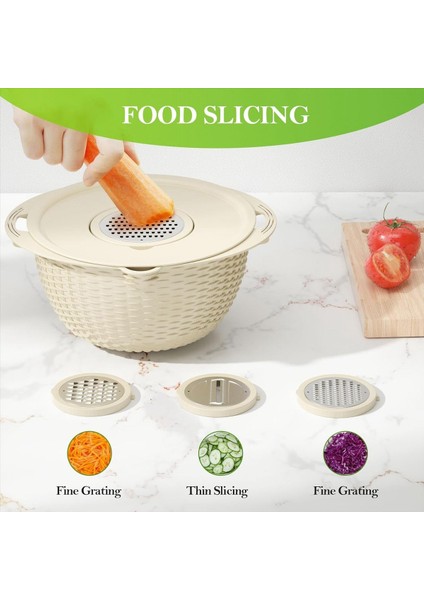 Karıştırma Kasesi ile 4 Arada Keeper Kevgir Kasesi Meyve Süzgeç Kasesi Kehanetler ve Gıda Süzgeçleri Paslanmaz Çelik Bej (Yurt Dışından) indirimleri