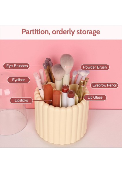 Makyaj Fırçası Organizatörü 360 Derece Dönebilir Yuvarlak Dönen Makyaj Fırçası Tutucu Kapak Fırçası Depolama Kutusu Kapları A (Yurt Dışından) indirimleri