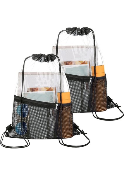 2 Paket Clear Drawstring Çantası Stadyumu Onaylandı Şeffaf Pvc Drawstring Sırt Çantası&#39 Na Bakın (Yurt Dışından) modelleri