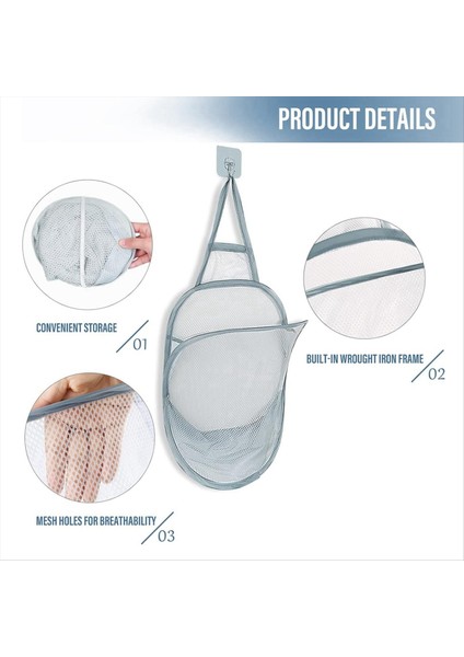 3 Adet Asılı Çamaşır Sepeti Katlanabilir Örgü Çamaşır Sepeti Kirli Keten Sepet Saplı Kapak Çamaşır Sepeti (Yurt Dışından) indirimleri