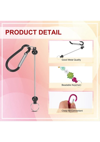 Boncuklu Anahtarlık Çubukları 24 Pcs Metal Boncuklu Anahtar Kezleri Boşluklar Toplu Yapım Malzemeleri Kiti ile Snap Hook Gül Kırmızı (Yurt Dışından) fırsatları
