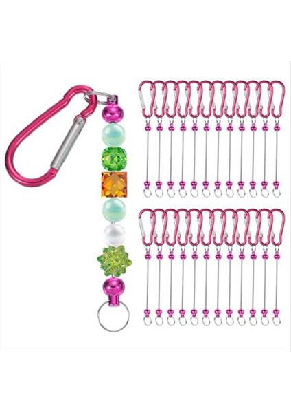 Boncuklu Anahtarlık Çubukları 24 Pcs Metal Boncuklu Anahtar Kezleri Boşluklar Toplu Yapım Malzemeleri Kiti ile Snap Hook Gül Kırmızı (Yurt Dışından) indirimleri