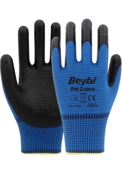 Zebra Nitril Kaplı Eldiven No:10