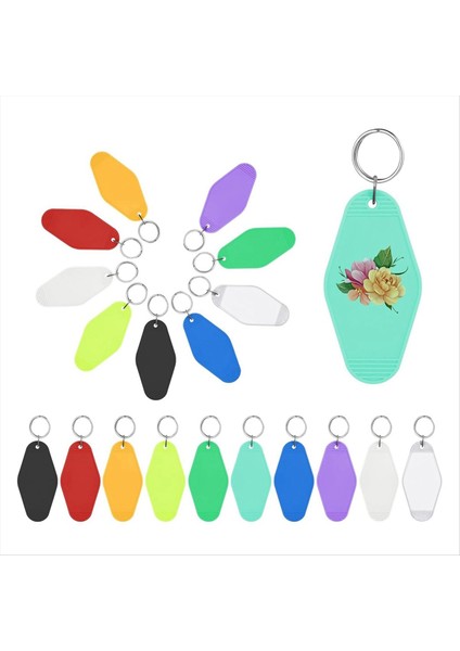 20 Pcs Otel Anahtarlık Boş Anahtar Yüzükler 10 Renkli Gökkuşağı Plastik Rhombus Motel Anahtarlık Sublimasyon Anahtarlık Boşlukları (Yurt Dışından)