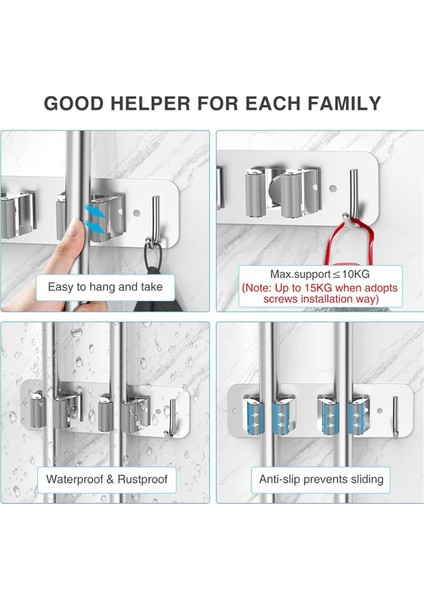 Duvara Monte Paslanmaz Çelik Paspas Süpürge Tutucu Paspas Organizatörü Ağır Hizmet Paspas Kancaları 2 Adet (Yurt Dışından) fırsatları