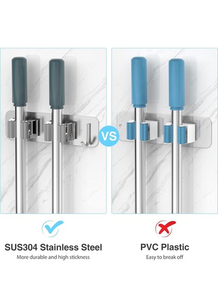 Duvara Monte Paslanmaz Çelik Paspas Süpürge Tutucu Paspas Organizatörü Ağır Hizmet Paspas Kancaları 2 Adet (Yurt Dışından) indirimleri