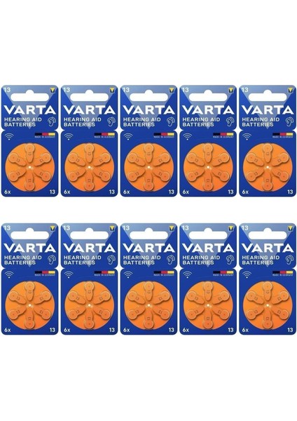 13 Numara Işitme Cihazı Pili 6'lı Blister 10 Adet(60 Adet)