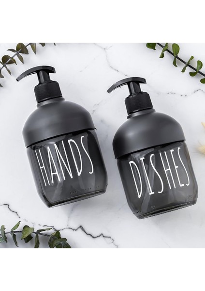 C-527 2'li Sıvı Sabunluk Seti - Mutfak- Tezgah Üstü Temizlik Seti - Cam 425 ml