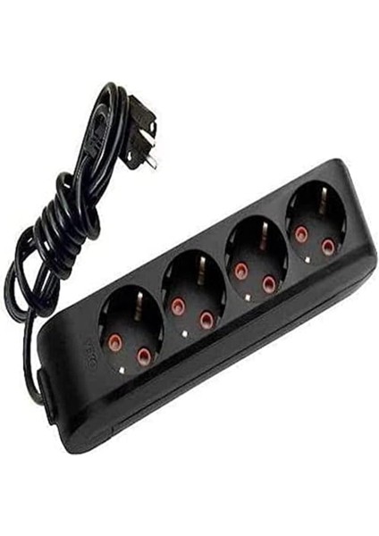 Multi-Let Siyah Dörtlü Priz Kablolu Çocuk Korumalı 2 mt