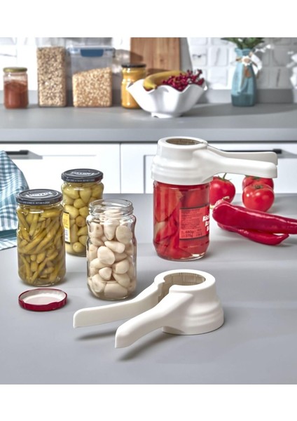 Diyarı Her Boy Kavanoz Kapağına Uyumlu Kırılmaya Karşı Dayanıklı Plastik Konserve Turşu Kavanoz Açacağı Beyaz