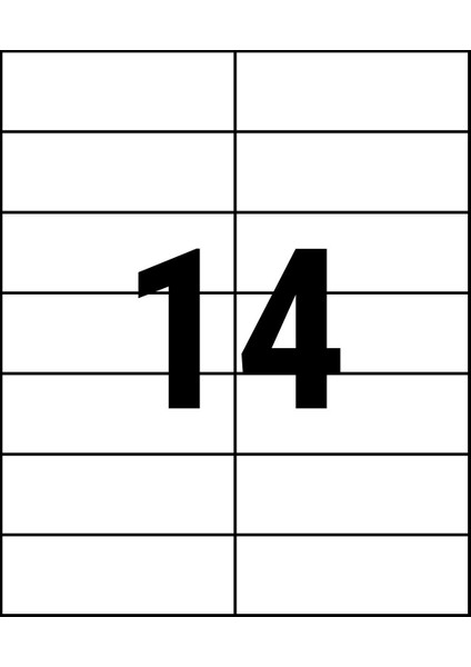 105x42.69mm Lazer Etiket | 1 Paket | 100 Sayfa | No: 14 | Ofis, Ambalaj, Etiketleme | Yapışkanlı