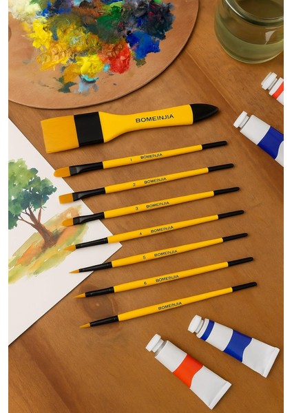 Resim Seti Sanatçı Fırça Yağlı Akrilik Fırça Set 7 Parça