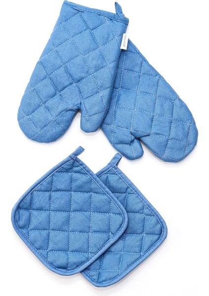 Kapitone Fırın Eldiveni ve Tutacak Seti