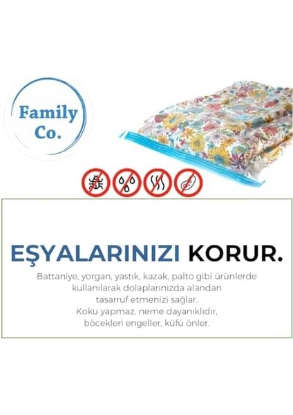 Co. Vakumlu Hurç Poşet Setleri 5 Parça 50X70-2, 60X80-2, 80X100-1 modelleri