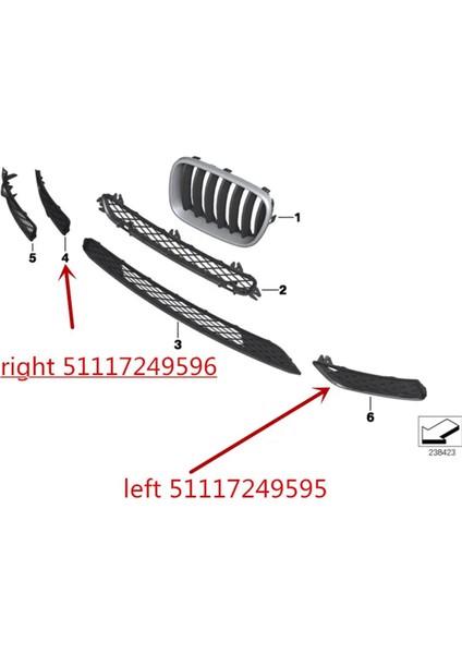 Otomobil Ön Tampon Izgara Ön Havalandırma Alt Grille Sis Faresi Çerçevesi 51117249596 Bmw F25 X3 Için 51117249595 (Yurt Dışından) fiyatları