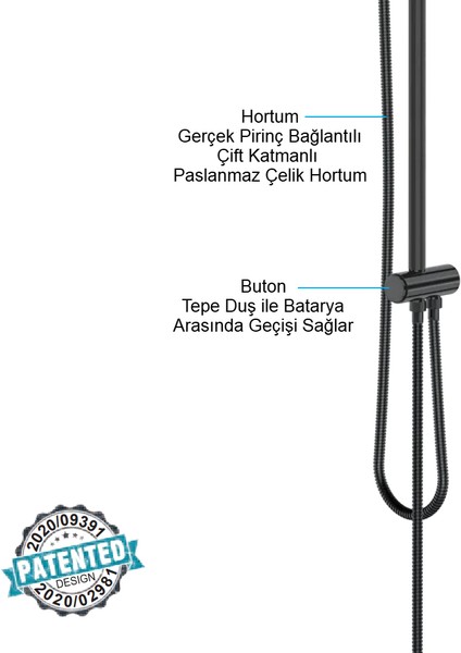 | Valtemo Mat Siyah Bronz Duş Seti - Butonlu - Fonksiyonlu - Anti Kireç fırsatları