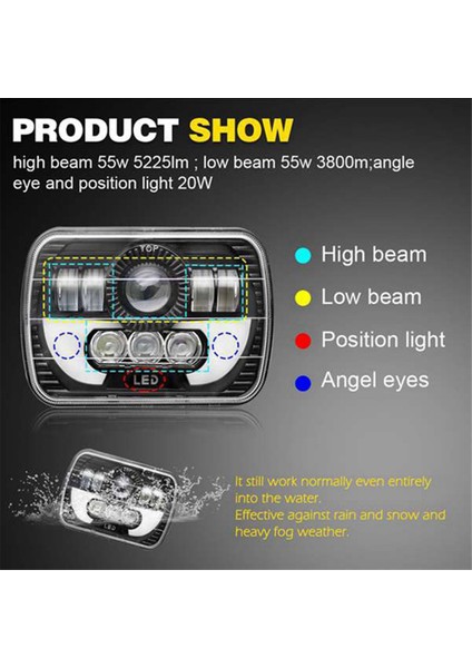 7 Inç Kare Gündüz Çalışan Hafif Araba Ön Far Drl Yüksek Düşük Kirişli Taşkın Spotları LED Wrangler Için Iş Işığı (Yurt Dışından) indirimleri