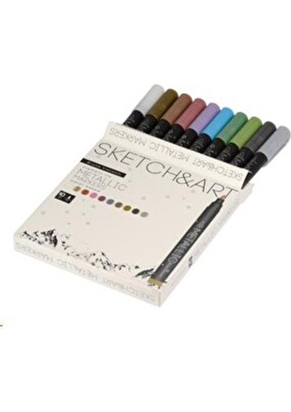 Visconti Sketch Art 10 Renk Metalik İşaretleyici Seti 3 mm Renkli Su Bazlı Mürekkep fiyatları
