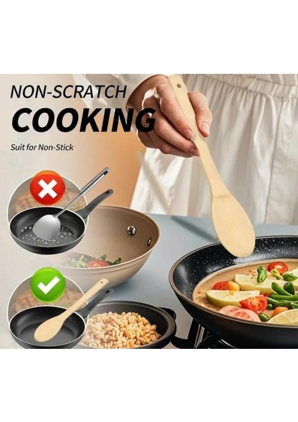5'li Büyük Boy Bambu Kaşık Spatula Mutfak Tahta Kaşık Seti 30CM modelleri