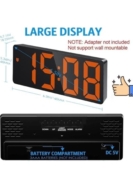 LED Masa Saati Termometre Alarm Takvimli Mod Ayarlı (Turuncu) fiyatları