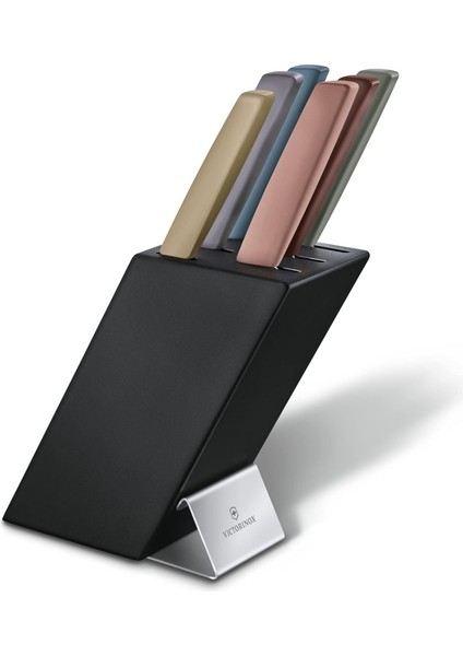 Modern Bıçak Bloğu, 6 Bıçaklı, Doldurulmuş, 6 Parça, Mutfak Bıçağı Muhafazası, Ahşap, Çok Renkli