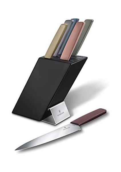 Modern Bıçak Bloğu, 6 Bıçaklı, Doldurulmuş, 6 Parça, Mutfak Bıçağı Muhafazası, Ahşap, Çok Renkli modelleri