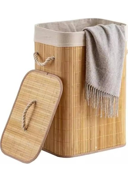 El Yapımı Hasır Katlanır Çamaşır Sepeti Dikdörtgen 72 Litre (40CM*30CM*61CM), Malzemeden Üretilmiş Çamaşırlık, Bambu Kirli Çamaşır Sepeti modelleri