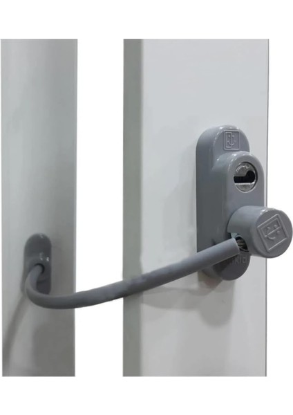 Çelik Halatlı Kablolu Pvc Pencere Emniyet Çocuk Kilidi 7 Adet (Gri)