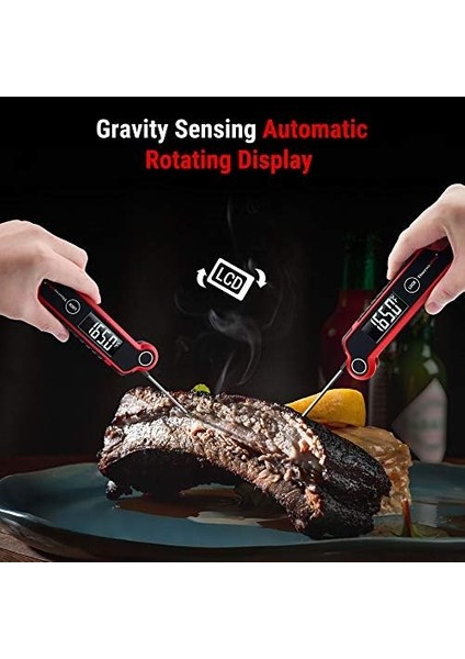 TP620 Anında Okunan Et Termometresi,, Büyük Otomatik Dönen LCD Ekranlı Pişirme Termometresi, Su Geçirmez Gıda Termometresi, Mutfak, Barbekü Veya Için modelleri
