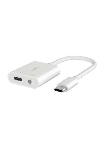 Rockstar™ 3,5 mm Ses + Usb-C® Şarj Adaptörü, Usb-C 60W Güç Dağıtımlı Kulaklık Adaptörü 15, iPad Pro, Galaxy,,, Lg, Xperia ve Daha Fazlası Için Hızlı Şarj - Beyaz