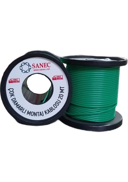 Çok Damarlı Montaj Kablosu - 22 Awg - 20 Metre - Yeşil