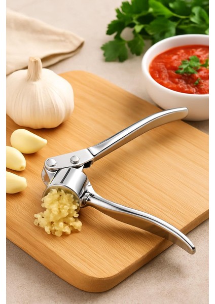 Store Metal Sarımsak Ezici, Paslanmaz Çelik Ergonomik Saplı Dayanıklı Pratik Sarımsak Presi