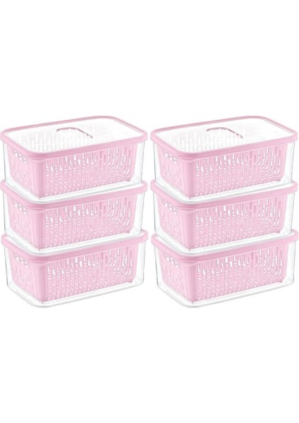 6'lı Süzgeçli Fresh Saklama Kabı Seti 1.6 Lt Plastik Saklama Set 6 Adet