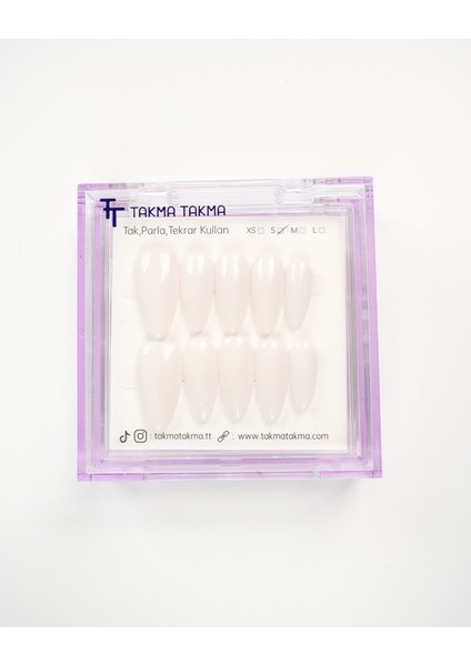 15'li Krem Uzun Balerin UBL1543 Tekrar Kullanılabilir El Yapımı Protez Takma Tırnak - Krem-XS fiyatları