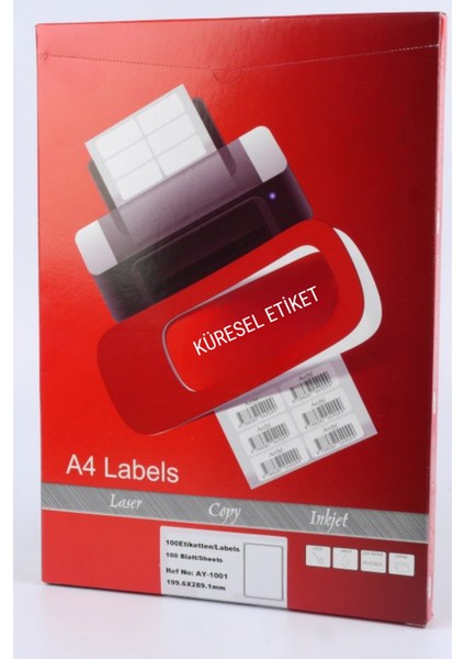 105x38mm Lazer Etiket | 1 Paket | 100 Sayfa | No: 14 | Ofis, Ambalaj, Etiketleme | Yapışkanlı