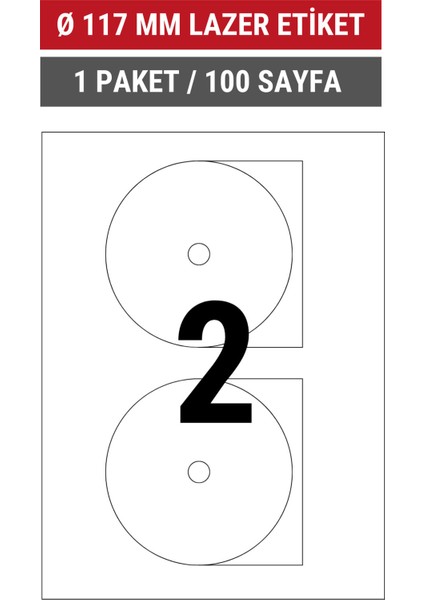 117mm Ø Lazer Etiket | 1 Paket | 100 Sayfa | Yuvarlak Kenar | Ofis, Ambalaj, Etiketleme | Yapışkanlı indirimleri