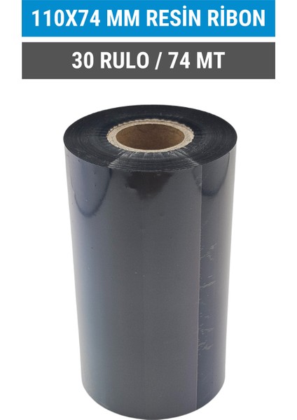 110x74mm Resin Ribon | 30 Rulo | 74 Mt | Dayanıklı | Tekstil, Yıkama | Termal Transfer