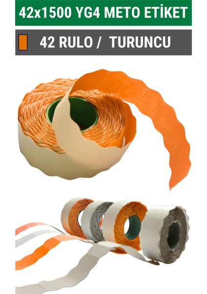 | Meto Etiket | Turuncu | 42 Rulo | 42X1500 | Yg Label 4 | Ürün Etiketi | Tabanca Etiketi