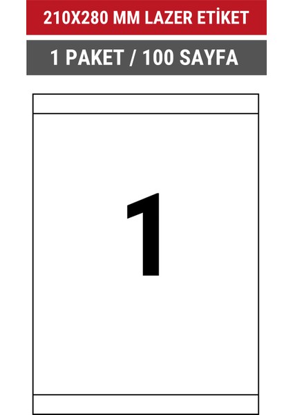 210x280mm Lazer Etiket | 1 Paket | 100 Sayfa | No: 1 | Ofis, Ambalaj, Etiketleme | Yapışkanlı indirimleri