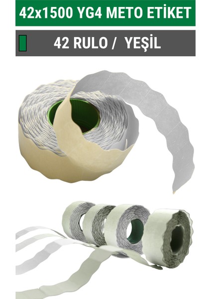 | Meto Etiket | Yeşil | 42 Rulo | 42X1500 | Yg Label 4 | Ürün Etiketi | Tabanca Etiketi
